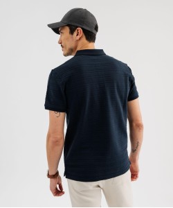 Polo manches courtes à rayures texturées homme